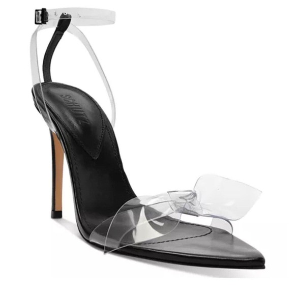Schutz Aydah Transparent Ankle Strap Bow and Black Heel Formal Casual Size 8 - Picture 1 of 8